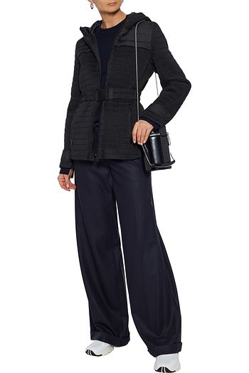 DKNY Scuba-paneled shirred shell hooded jacket