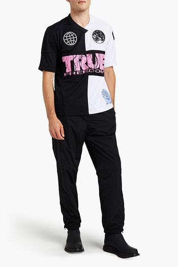 MCQ ALEXANDER MCQUEEN Mesh-paneled embroidered printed jersey T-shirt