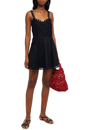 CHARO RUIZ IBIZA Gerafftes Minikleid aus Guipure-Spitze