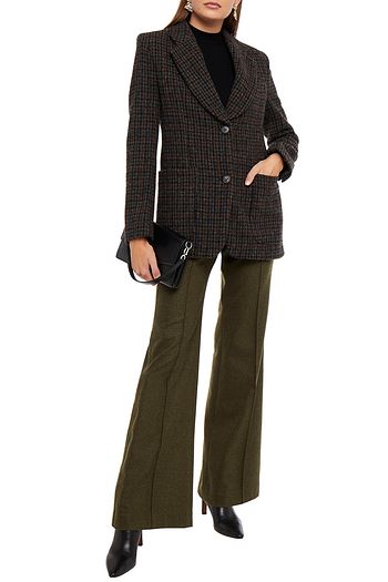 VICTORIA BECKHAM Checked brushed wool-tweed blazer
