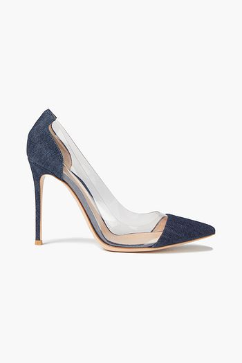 GIANVITO ROSSI Pumps aus Denim mit PVC-Einsatz