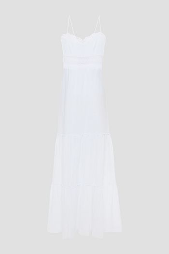 CHARO RUIZ IBIZA Tiered crocheted lace-trimmed cotton-blend voile maxi dress