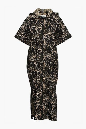MM6 MAISON MARGIELA Oversized metallic floral-jacquard hooded midi dress