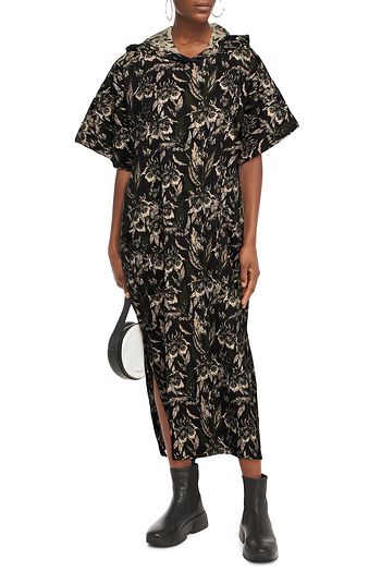 MM6 MAISON MARGIELA Oversized metallic floral-jacquard hooded midi dress