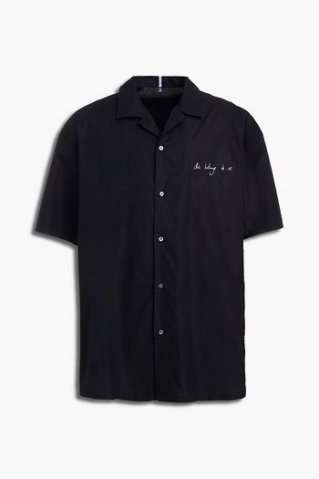 MCQ ALEXANDER MCQUEEN Jersey-paneled embroidered cotton-poplin shirt