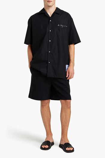 MCQ ALEXANDER MCQUEEN Jersey-paneled embroidered cotton-poplin shirt