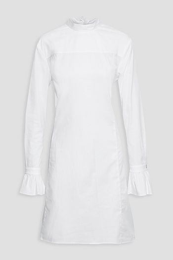 VICTORIA, VICTORIA BECKHAM Tie-neck cotton-poplin mini dress