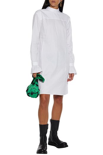 VICTORIA, VICTORIA BECKHAM Tie-neck cotton-poplin mini dress