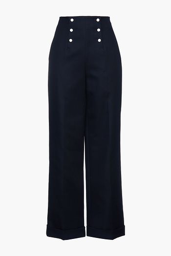 SANDRO Cotton-twill wide-leg pants