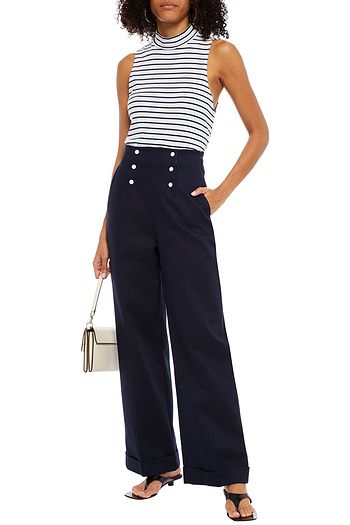 SANDRO Cotton-twill wide-leg pants