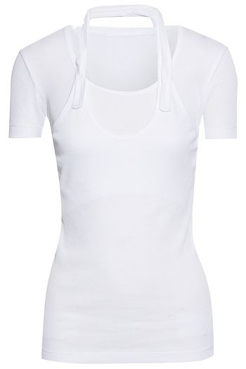 HELMUT LANG Layered ribbed cotton-jersey top