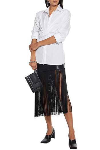 HELMUT LANG Tie-back cotton-poplin shirt