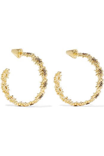 NOIR JEWELRY Goldfarbene Creolen mit Kristallen