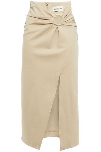 NICHOLAS Ruby gathered jersey midi skirt