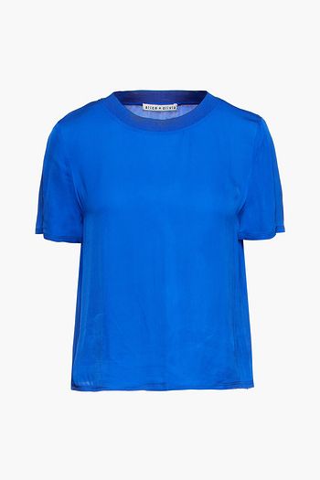 ALICE + OLIVIA Kane cropped satin-twill top