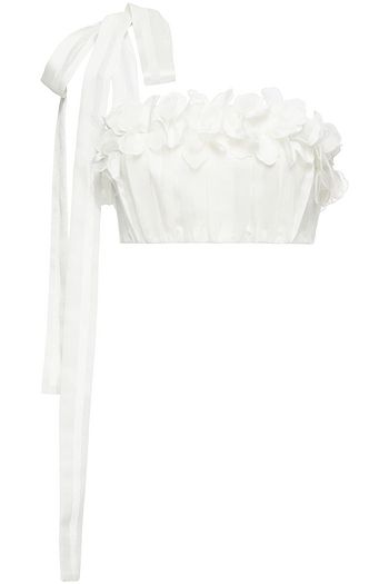 ZIMMERMANN The Lovestruck Garland Bustier aus Jacquard mit asymmetrischer Schulterpartie und floralen Applikationen