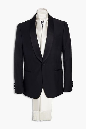 ALEXANDER MCQUEEN Satin-trimmed wool and mohair-blend tuxedo jacket
