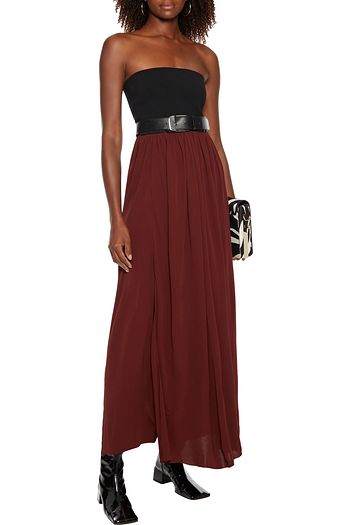 PROENZA SCHOULER Strapless belted jersey and stretch-crepe maxi dress