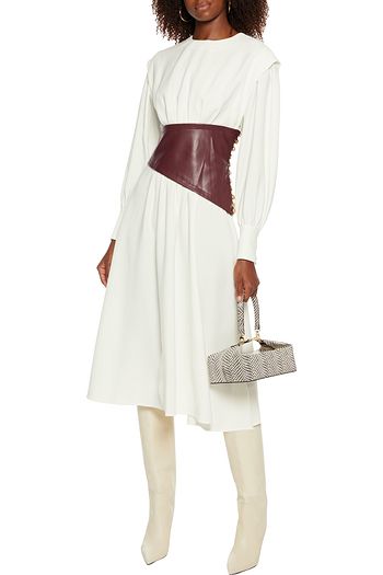 PROENZA SCHOULER Faux leather-paneled cady midi dress