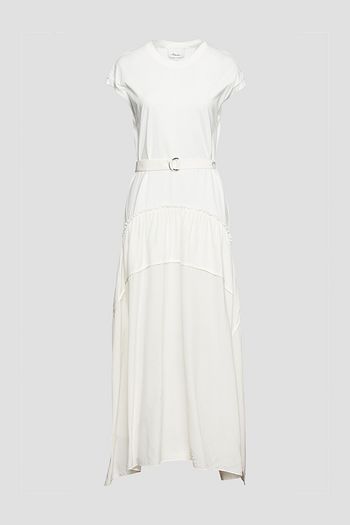 3.1 PHILLIP LIM Belted ruffle-trimmed cotton-jersey and satin-crepe maxi dress