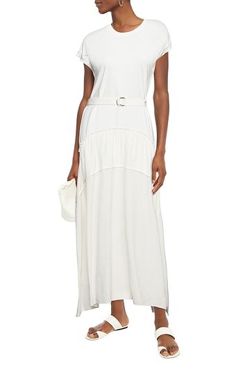 3.1 PHILLIP LIM Belted ruffle-trimmed cotton-jersey and satin-crepe maxi dress