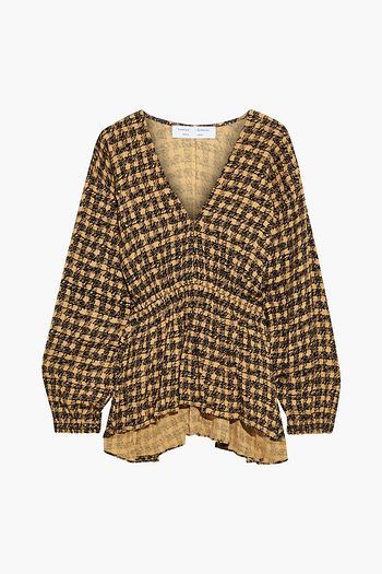 PROENZA SCHOULER Gathered gingham crepe blouse