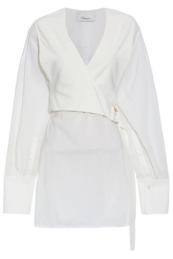 3.1 PHILLIP LIM Wrap-effect layered crepe de chine and voile tunic