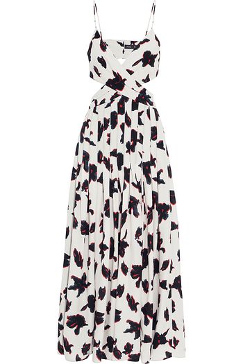 PROENZA SCHOULER Cutout pleated printed crepe midi dress