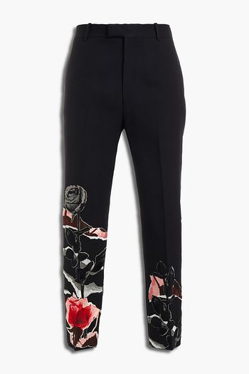 ALEXANDER MCQUEEN Slim-fit embroidered wool-blend cady pants