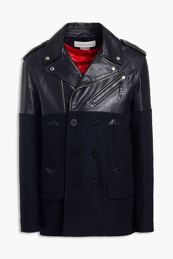 ALEXANDER MCQUEEN Double-breasted leather-trimmed wool-felt coat