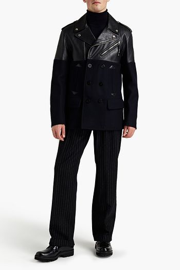 ALEXANDER MCQUEEN Double-breasted leather-trimmed wool-felt coat
