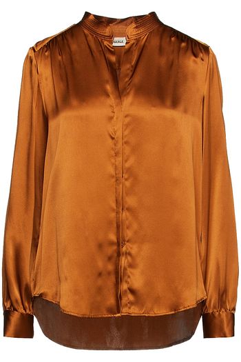L'AGENCE ギャザー入り シルクサテン ブラウス