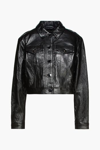 J BRAND Crinkled-leather blazer