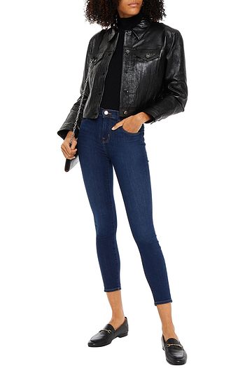 J BRAND Crinkled-leather blazer