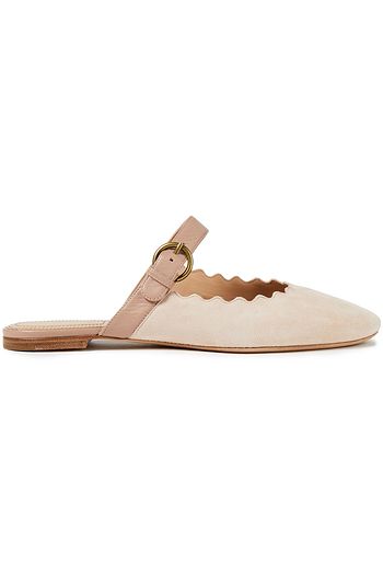 CHLOÉ Lauren scalloped suede slippers