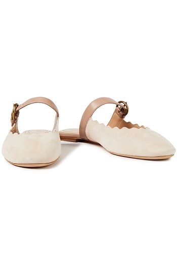 CHLOÉ Lauren scalloped suede slippers