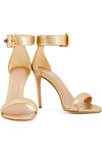 ALEXANDER MCQUEEN Sandalen aus strukturiertem Leder mit Metallic-Effekt und Verzierung