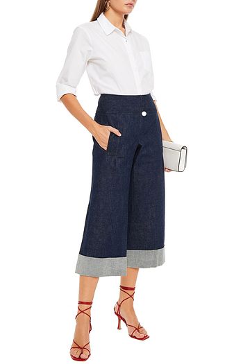 CAROLINA HERRERA Cropped high-rise wide-leg jeans