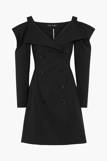 PROENZA SCHOULER Double-breasted cold-shoulder wool-blend mini dress