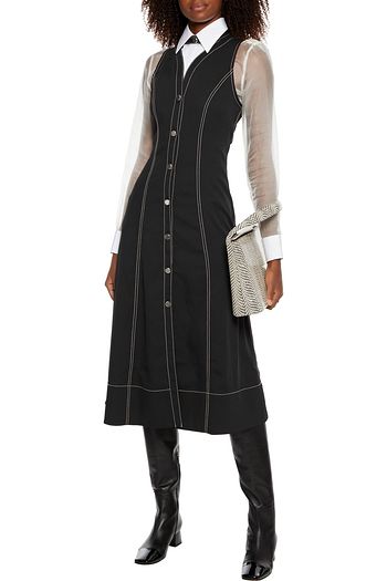 PROENZA SCHOULER Cutout topstitched piqué midi dress