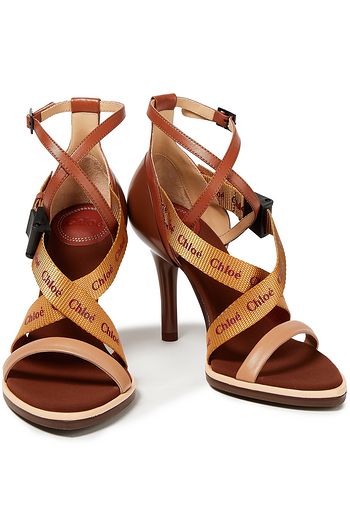 CHLOÉ Grosgrain-trimmed leather sandals