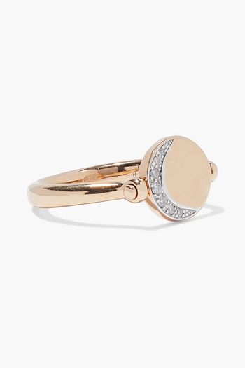 PAMELA LOVE Moon Phase reversible 18-karat rose gold diamond ring