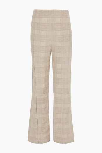 ACNE STUDIOS Pintucked checked linen-blend straight-leg pants