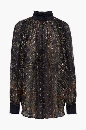 CAMILLA Embellished printed fil coupé silk-blend chiffon blouse