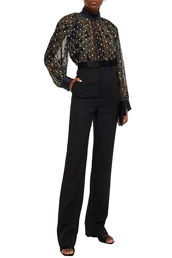 CAMILLA Embellished printed fil coupé silk-blend chiffon blouse