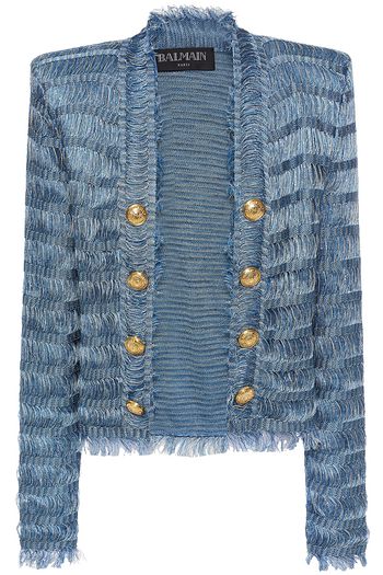 BALMAIN Fringed metallic jacquard jacket
