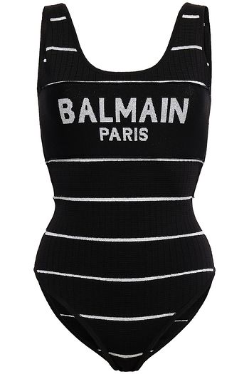 BALMAIN Body aus Jacquard-Strick mit Metallic-Effekt