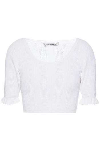 AUTUMN CASHMERE Cropped pointelle-knit top