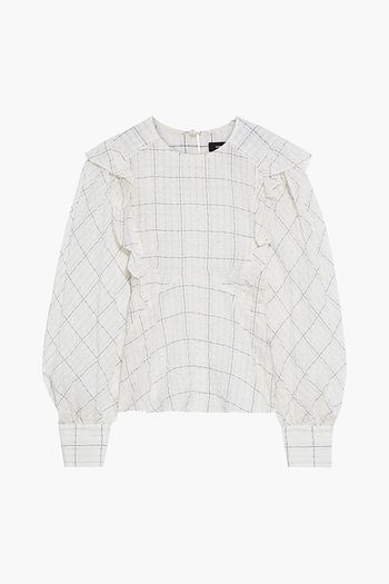 ISABEL MARANT Adam ruffled checked cupro-blend seersucker blouse
