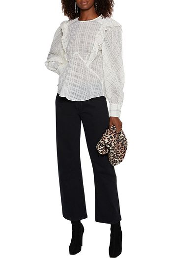 ISABEL MARANT Adam ruffled checked cupro-blend seersucker blouse